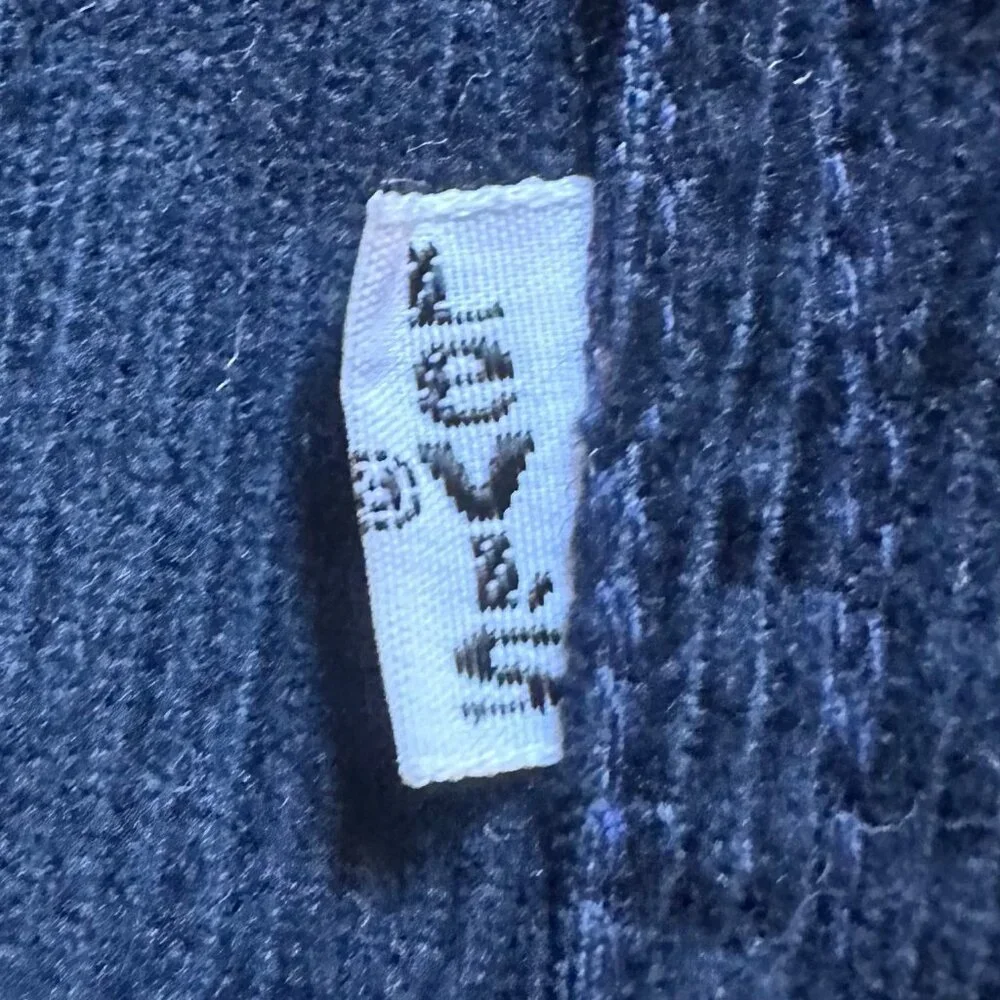 Vintage 1970s Levi’s 946 Bell Bottom Navy Blue Corduroy Jeans, White Tab 32.5x28